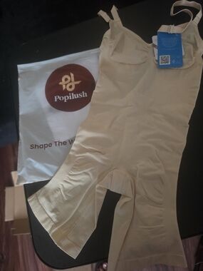 Women's Beige Shapewear Jumpsuit